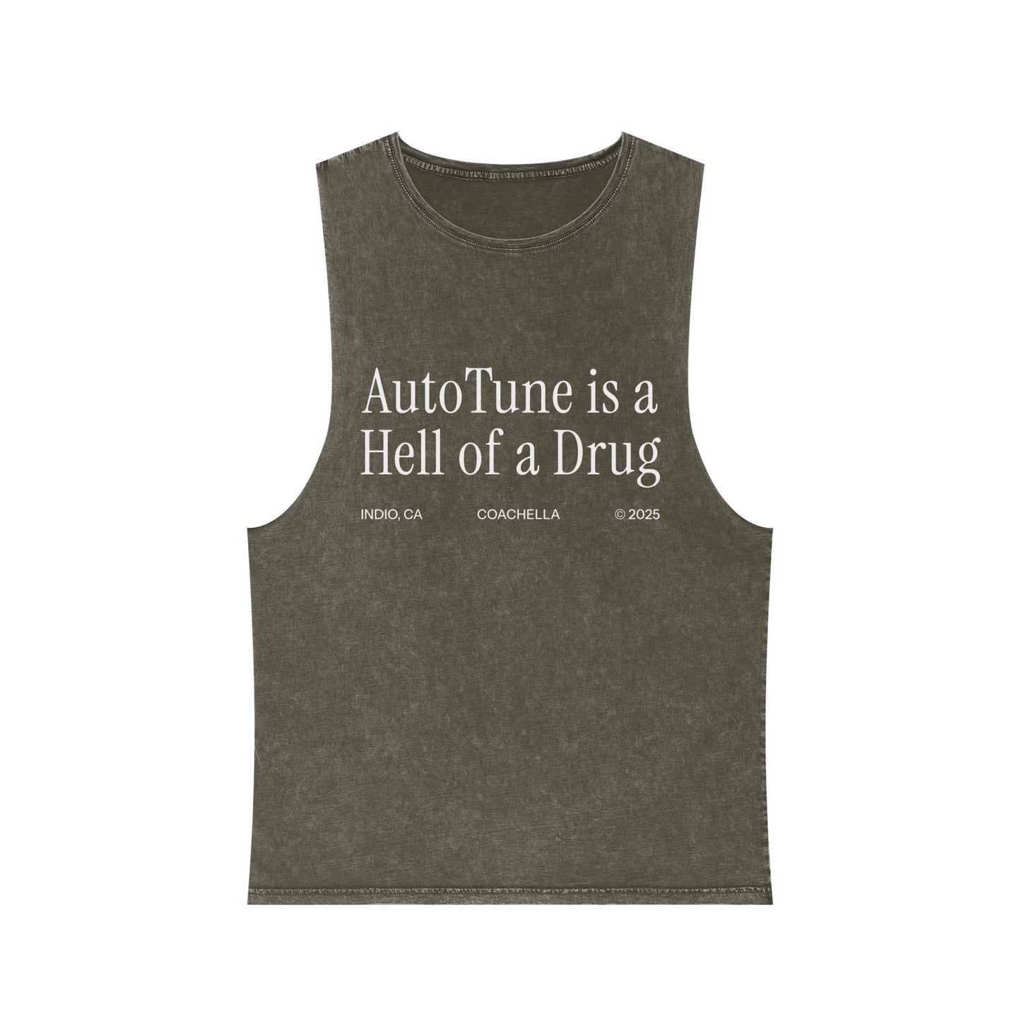 AutoTune is a Hell of a Drug Coachella 2025 | Unisex Stonewash Tank Top