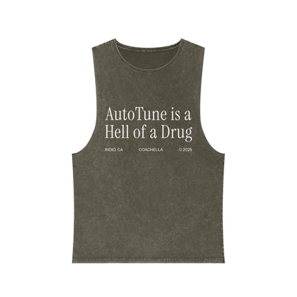 AutoTune is a Hell of a Drug Coachella 2025 | Unisex Stonewash Tank Top